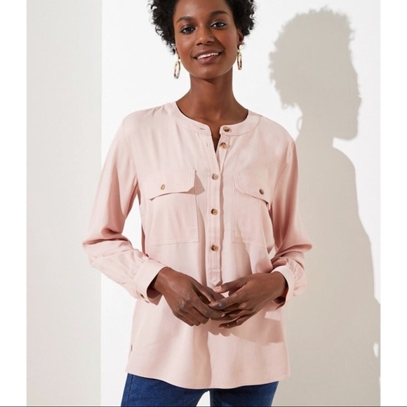 loft • petite pocket utility henley blouse - Picture 1 of 10